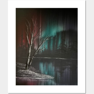 Red Green and Blue Northern Lights Posters and Art